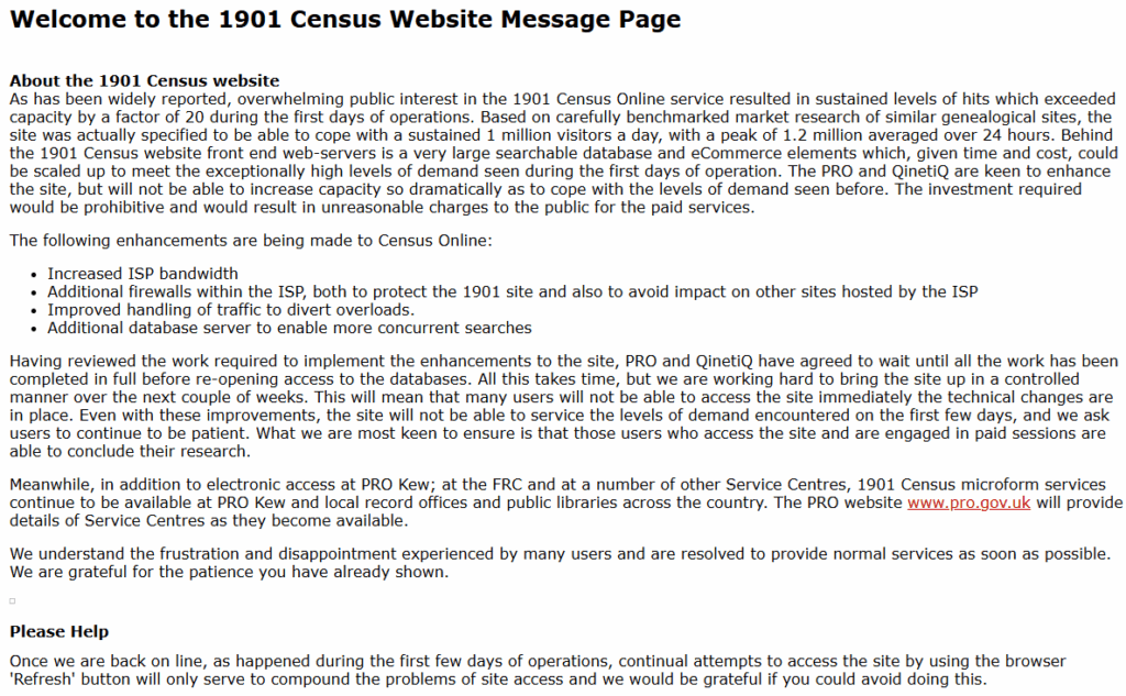 Census helpdesk holding page warning the service is very busy.